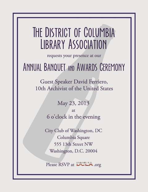 invitation to DCLA Annual Banquet (details also written below)